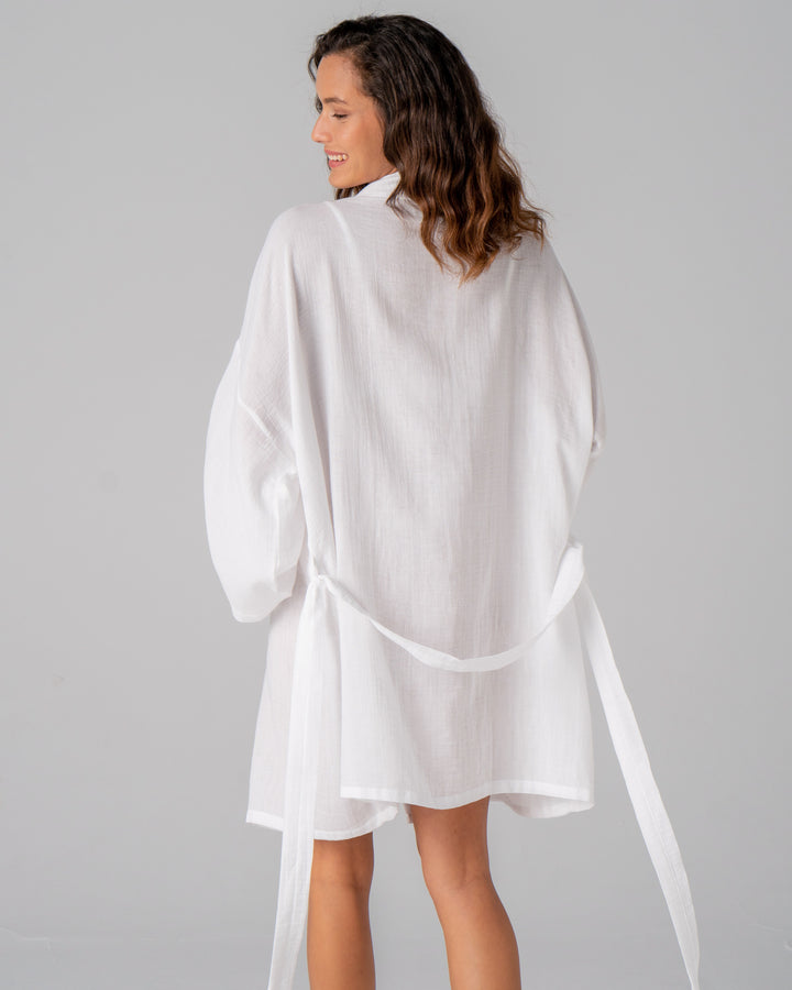 double layer cloud cotton kimono white